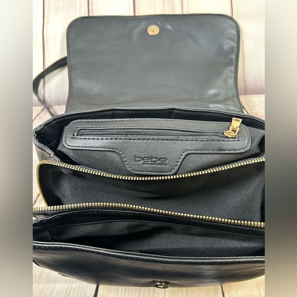 Parisian Chic Bebe Black and Gold Quilted Shoulder Bag. - Picture 10 of 14